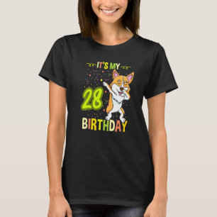 T-shirt C'est mon 28ème anniversaire Dabbing Corgi