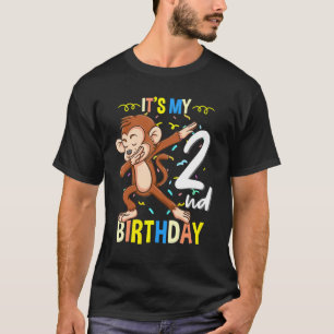 T-shirt C'est mon 2e anniversaire Dabbing Singe Animal