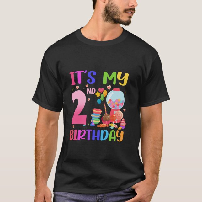 T-shirt C'est mon 2e anniversaire fille Candy Candyland 2  (Devant)