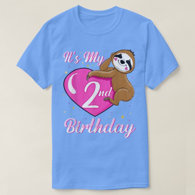 T-shirt C'Est Mon 2e Anniversaire Rose Souriant Thème Fill (Design devant)