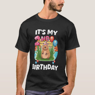 T-shirt C'est mon 2ème anniversaire Capybara mignon Deuxiè