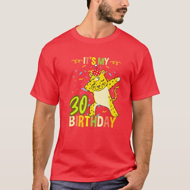 T-shirt C'Est Mon 30E Anniversaire Dabbing Cheetah (Devant)