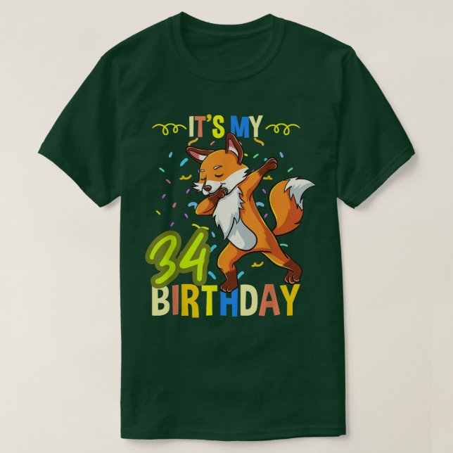 T-shirt C'Est Mon 34e anniversaire Dabbing Pour (Design devant)