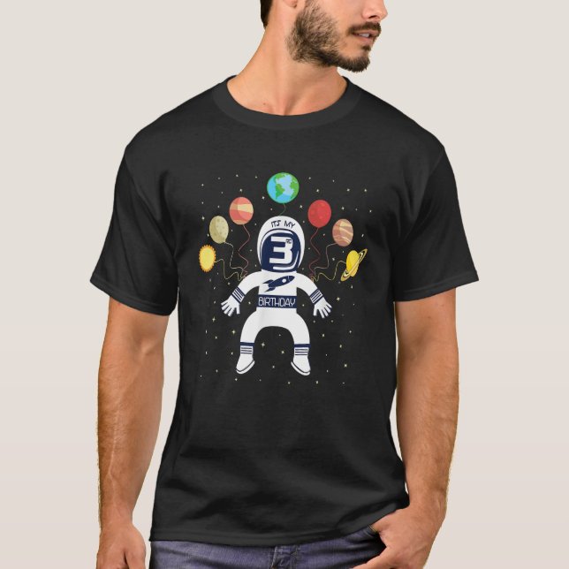 T-shirt C'est mon 3e anniversaire astronaute 3 ans espace  (Devant)