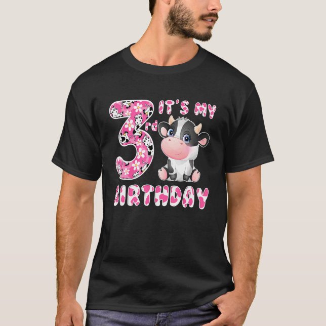 T-shirt C'est mon 3e anniversaire Enfants 3 ans mignonne v (Devant)