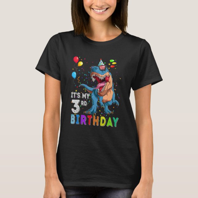 T-shirt C'est mon 3e anniversaire Joyeux 3 ans Dinosaur Re (Devant)