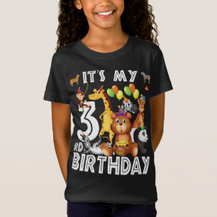 T-Shirt C'est mon 3e anniversaire Safari Jungle Animaux Am