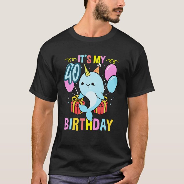 T-shirt C'Est Mon 40E Anniversaire Narwhal (Devant)