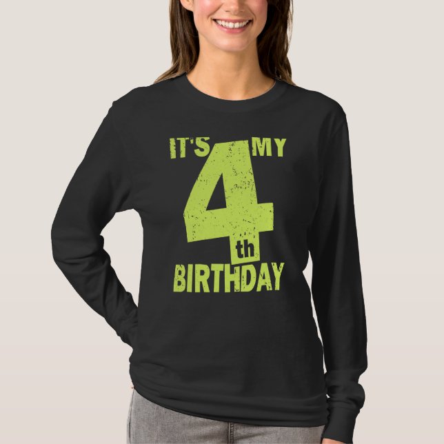 T-shirt C'est mon 4e anniversaire 4 ans fille et garçon 4e (Devant)