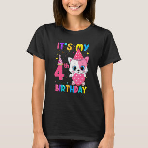 T-shirt C'est mon 4e anniversaire fille chat anniversaire 