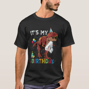 T-shirt C'est mon 4e anniversaire Joyeux 4 ans Dinosaur Re