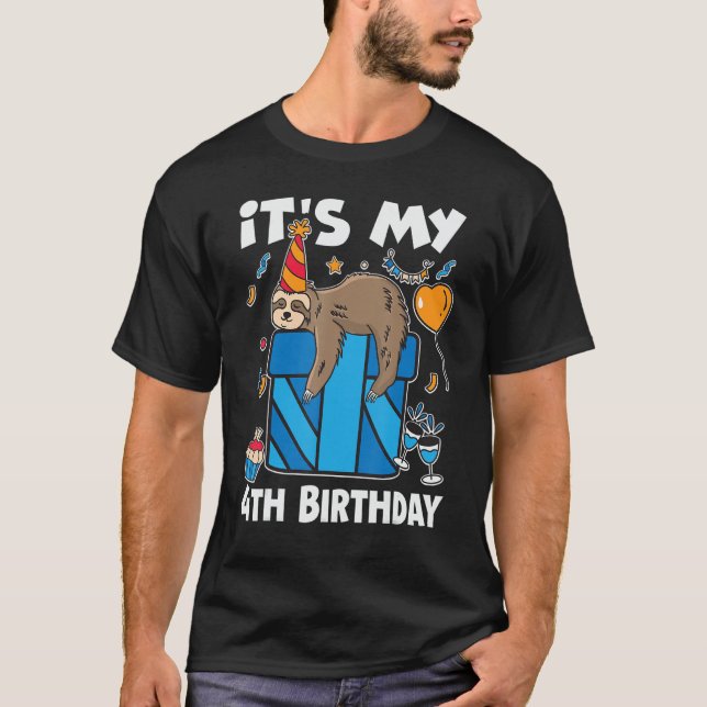 T-shirt C'Est Mon 4E Anniversaire Pour Sloth Anniversaire  (Devant)