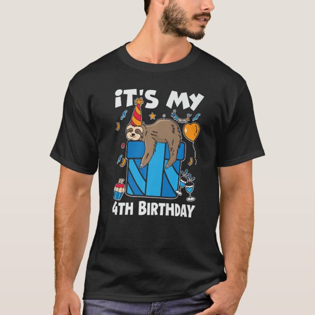 T-shirt C'Est Mon 4E Anniversaire Pour Sloth Anniversaire  (Devant)