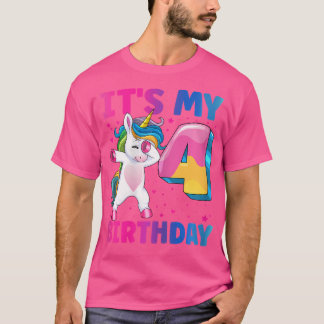 T-shirt C'Est Mon 4E Anniversaire Unicorne 4 Ans Fille