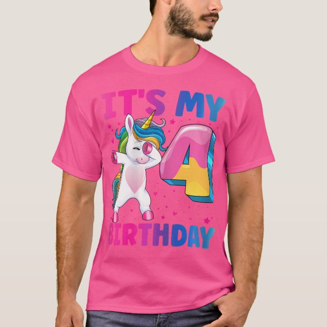 T-shirt C'Est Mon 4E Anniversaire Unicorne 4 Ans Fille (Devant)
