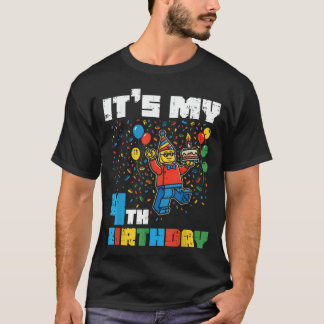 T-shirt C'est mon 4ème anniversaire Blocs Homme Briques 4