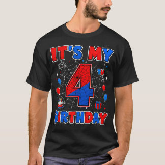T-shirt C'est mon 4ème anniversaire garçon Thème de fête d