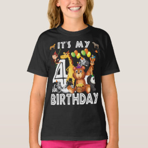 T-shirt C'est mon 4ème anniversaire Safari Jungle Animaux