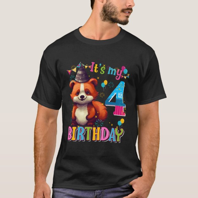 T-shirt C'est Mon 4ème Panda Rouge (Devant)