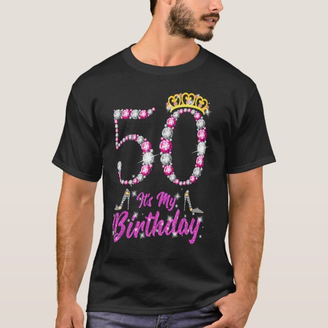 T-shirt C'est mon 50e anniversaire Queen Tiara Chaussures  (Devant)