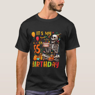 T-shirt C'est mon 55e anniversaire Thanksgiving Fall Skele