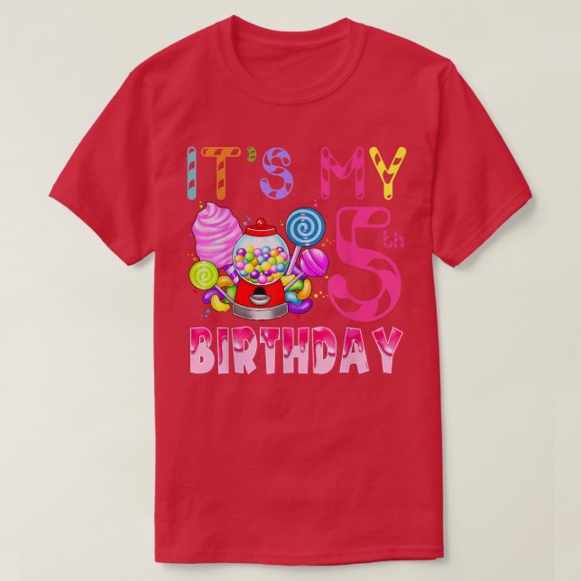 T-shirt C'est mon 5e anniversaire Candy Candyland Birthday (Design devant)