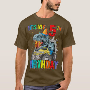 T-shirt C'est mon 5e anniversaire Monster Truck Dinosaur B