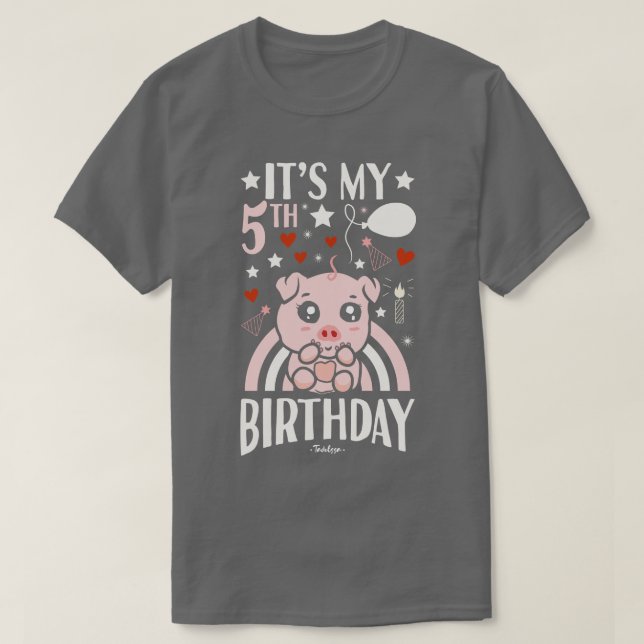 T-shirt C'est mon 5e cochon d'anniversaire (Design devant)