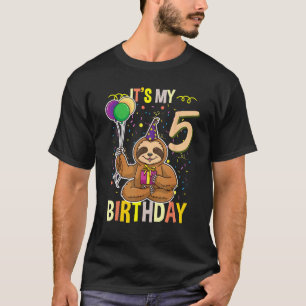 T-shirt C'est mon 5ème anniversaire de paresseux animal
