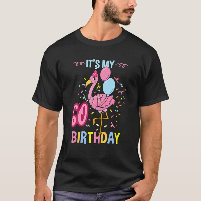 T-shirt C'Est Mon 60E Flamant rose D'Anniversaire (Devant)