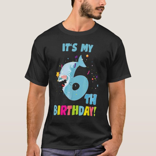 T-shirt C'est mon 6 ans 6e fête du requin Anniversaire Bab (Devant)