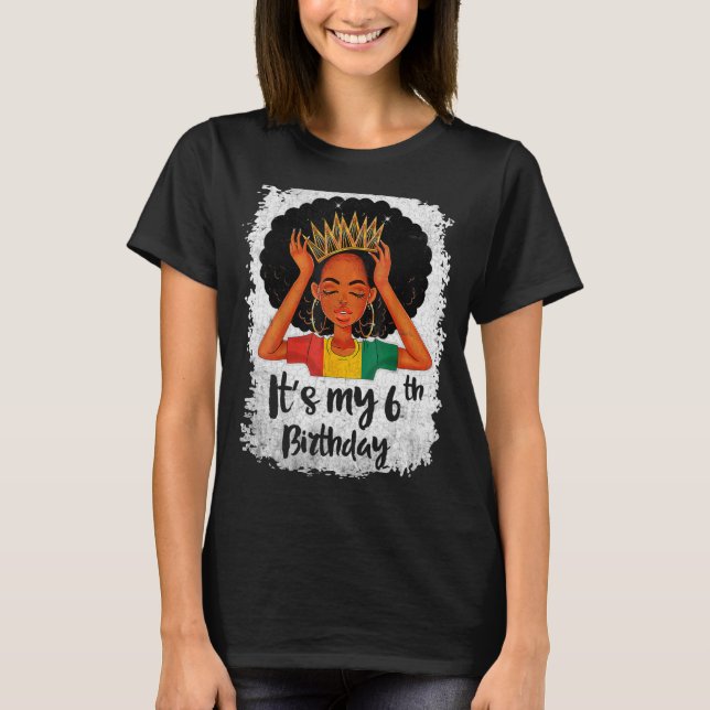 T-shirt C'est mon 6e anniversaire 6 ans Black Melanin Wom (Devant)