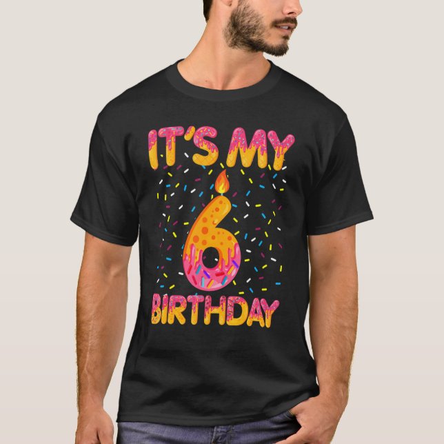 T-shirt C'est mon 6e anniversaire de la beigne sucrée 6 an (Devant)