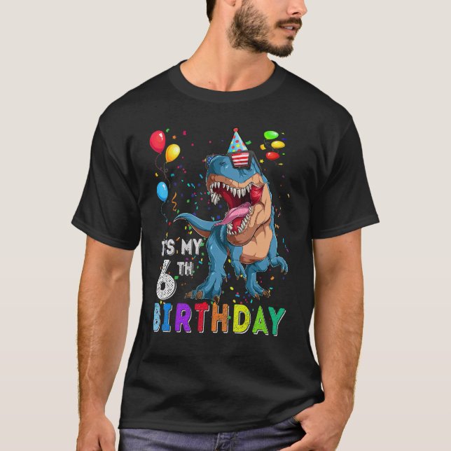 T-shirt C'est mon 6e anniversaire Joyeux 6 ans Dinosaur Re (Devant)
