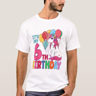 T-shirt C'est mon 6ème anniversaire Licorne Garçons Filles