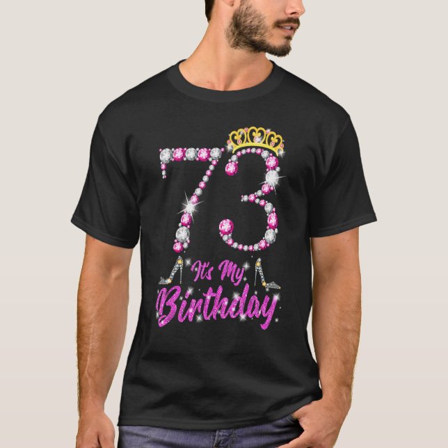 T-shirt C'est mon 73e anniversaire Chaussures de la Reine  (Devant)