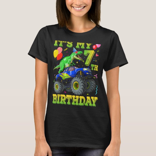 T-shirt C'est mon 7e anniversaire 7 ans Monstre de dinosau (Devant)