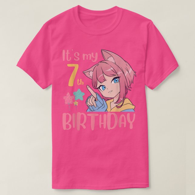 T-shirt C'est mon 7e anniversaire Anime Anniversaire Fille (Design devant)
