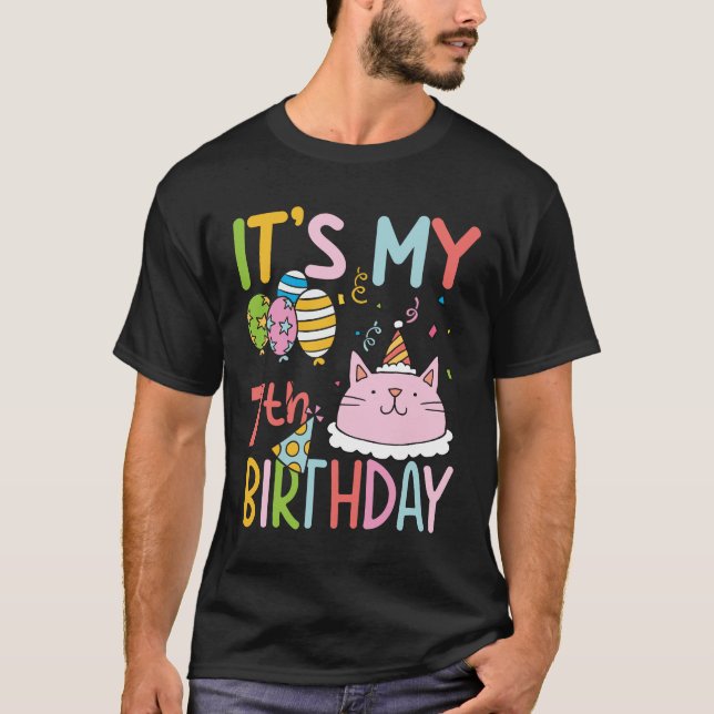T-shirt C'est mon 7e anniversaire - Chat (Devant)