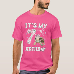T-shirt C'est mon 7e anniversaire mignonne tortue mer pois