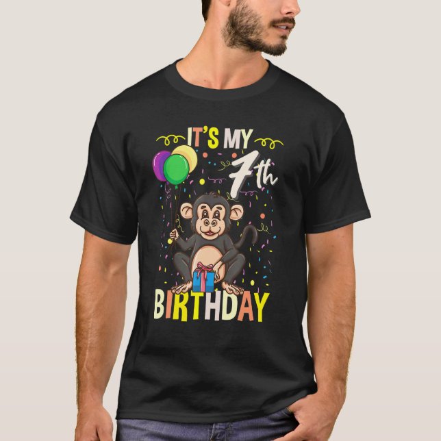 T-shirt C'est mon 7e singe de chimpanzé anniversaire (Devant)