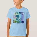 T-shirt C'est mon 7ème anniversaire<br><div class="desc">Une chemise d'anniversaire bleue pour un enfant de sept ans. Avec le texte : It's my 7th birthday.</div>