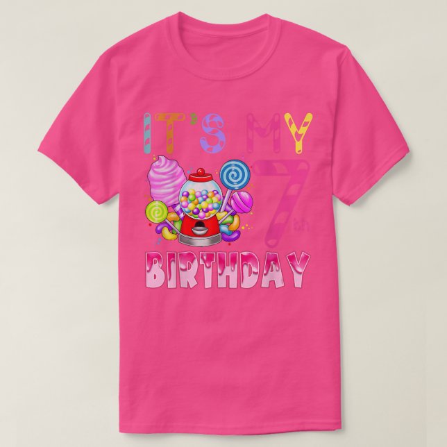 T-shirt C'est mon 7ème anniversaire Candy Candyland Birthd (Design devant)