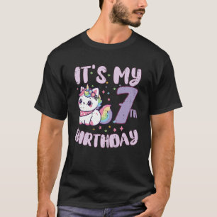 T-shirt C'est mon 7ème anniversaire Licorne Chat 7 ans Bda