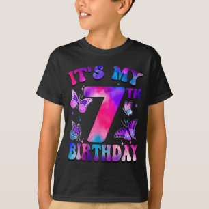 T-shirt C'est mon 7ème anniversaire thème papillon 7 ans P