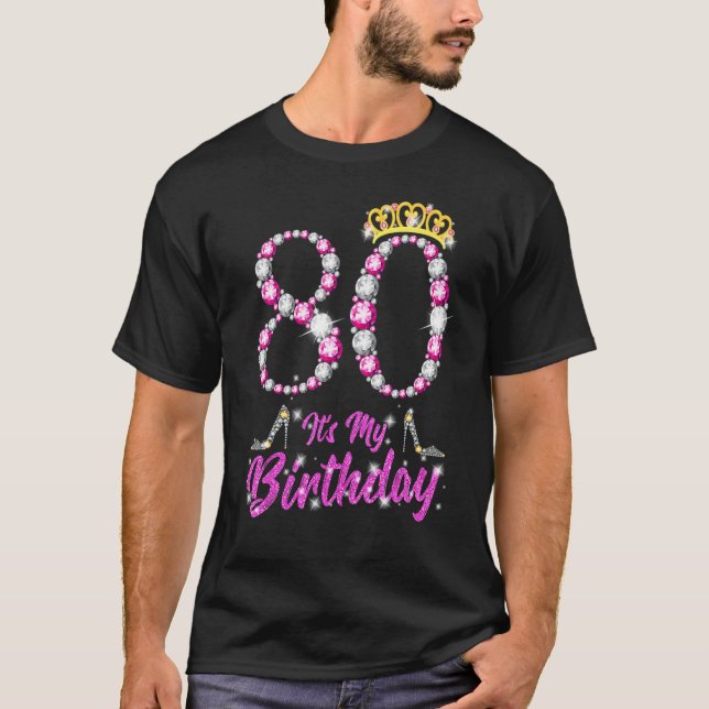 T-shirt C'est mon 80e anniversaire Queen Tiara Chaussures  (Devant)