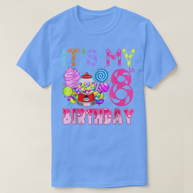 T-shirt C'est mon 8 anniversaire Candy Candyland Birthday  (Design devant)