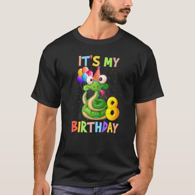 T-shirt C'est mon 8e anniversaire 8 ans Snake Boys Girls (Devant)