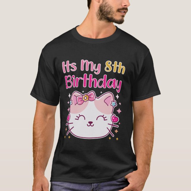 T-shirt C'est mon 8e anniversaire Chat Kitten Fille Matchi (Devant)