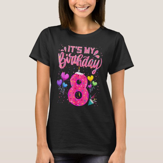 T-shirt C'est mon 8e anniversaire Doughnut Happy 8 ans Gi (Devant)